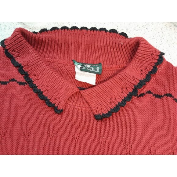 Vtg Womens Grandpa Sweater Sz Small Knit Polo 3D Red Black Blue 90s Fair Isle - Picture 2 of 6